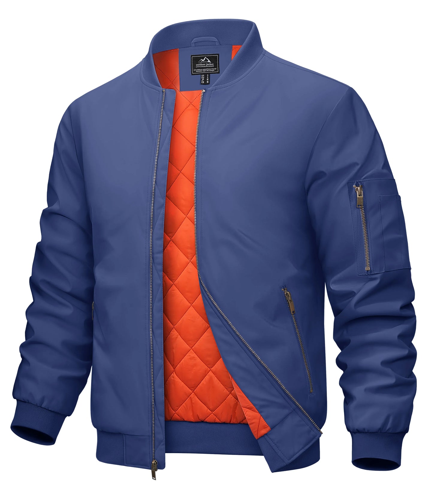 MAGCOMSEN Men’s Aviator Bomber Jacket - Warm Windproof Fall & Winter Casual Coat with Orange Lining