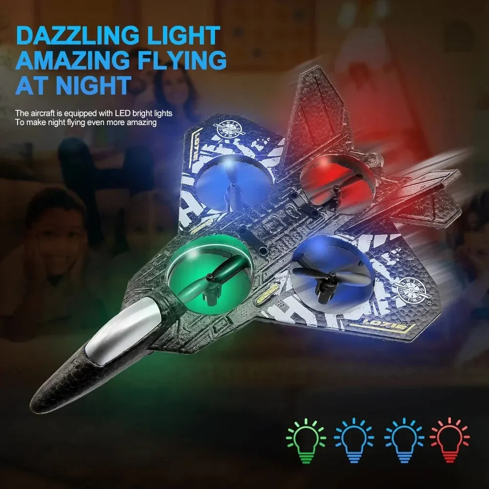 2.4G RC Fighter Plane - Gravity-Sensing EPP Foam Glider with Lights for Boys
