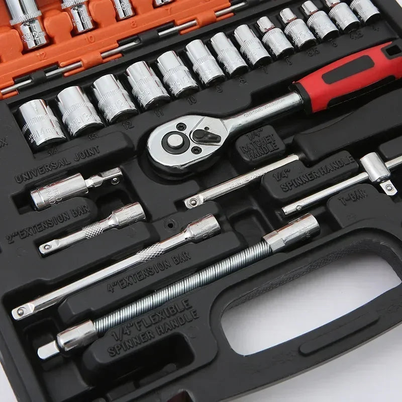 Motorcycle Tool Kit Set - 150/46PCS Ratchet Wrench Socket Set for Auto Repair & Maintenance