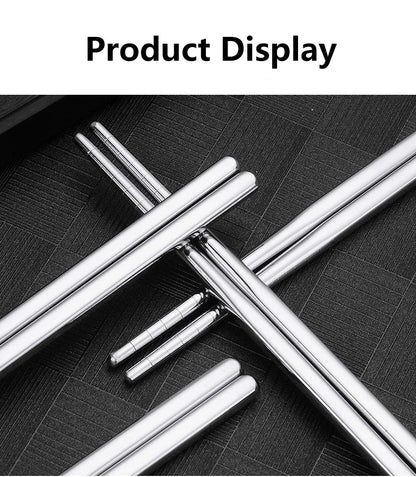 2–5 Pairs 304 Stainless Steel Chopsticks – Non-Slip Metal Sushi Sticks for Korean, Japanese & Chinese Food