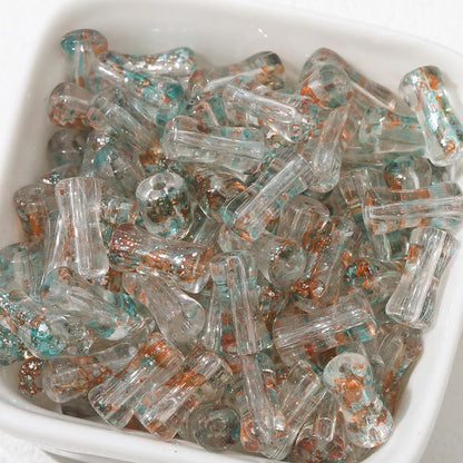 30PCS Green Glass Bamboo Beads - Jade Tube Shape Loose Beads for DIY Bracelet, Necklace & Jewelry Making Accessories
