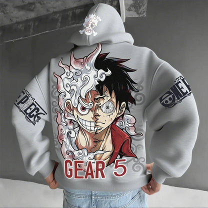 One Piece Luffy Gear 5 Anime Hoodie – Unisex Streetwear Pullover Sweatshirt