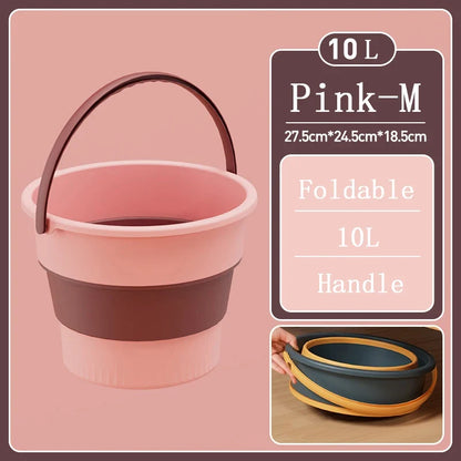 Portable Foldable Silicone Bucket - 5/10/17L Collapsible Basin for Camping, Laundry, Car Wash, Fishing & Household Use