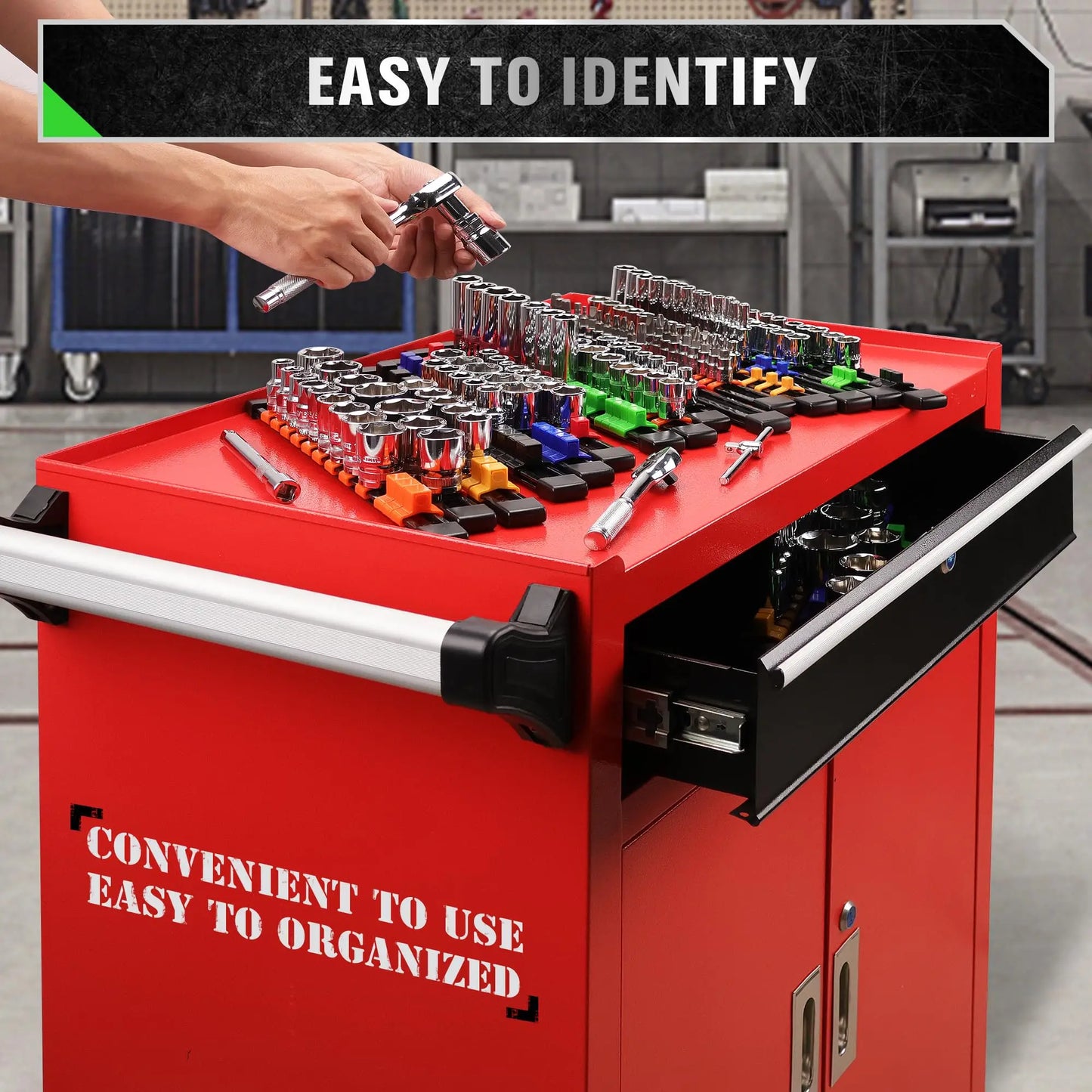 Socket Organizer Set - 1/4 3/8 1/2 Inch Socket Holder Trays for Tool Box Drawers & Storage Rails