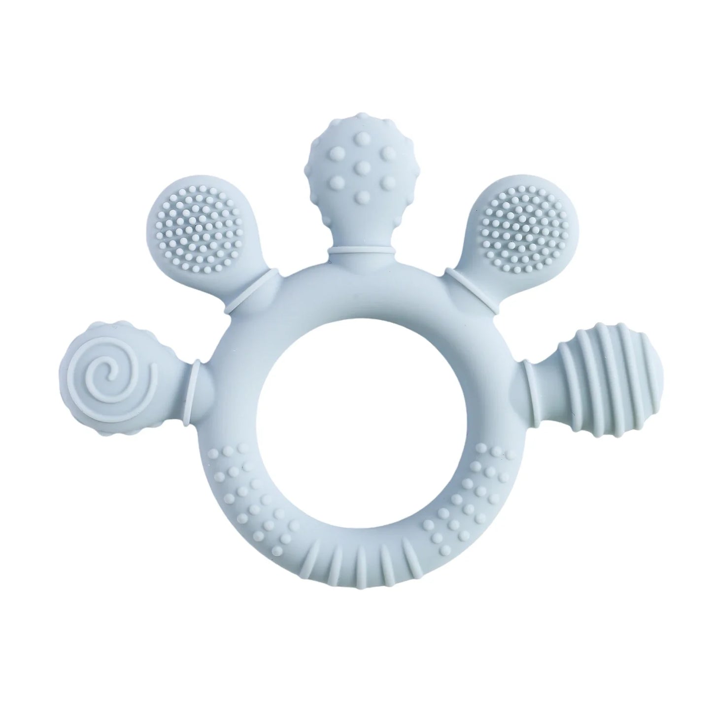 Baby Silicone Teether Toy - Cartoon Rattle Gum Relief Infant Teething Accessory for 0-12 Months