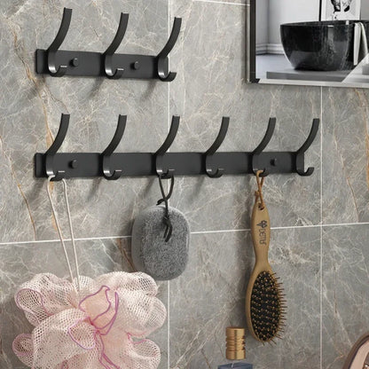 Folding Wall Robe Hooks - Black & White Towel, Coat & Clothes Hanger for Bathroom & Kitchen