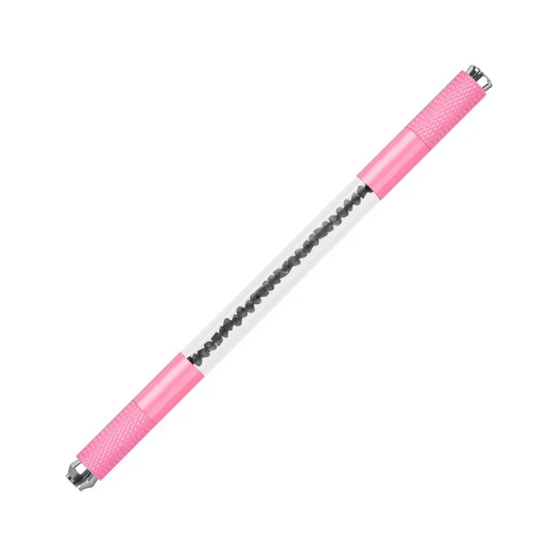 Manual Double-Ended Crystal Acrylic Microblading Pen – Permanent Makeup Eyebrow Tattoo Tool for Flat & Round Needles