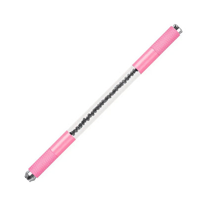 Manual Double-Ended Crystal Acrylic Microblading Pen – Permanent Makeup Eyebrow Tattoo Tool for Flat & Round Needles