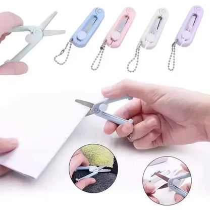 Mini Telescopic Keychain Scissors - Portable Folding Paper Cutting Tool & DIY Craft Stationery Accessory