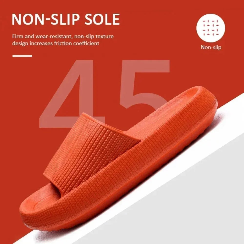 Women’s Thick EVA Pillow Slides – Soft Sole Non-Slip Indoor Home & Beach Flip Flops Summer Comfort Sandals