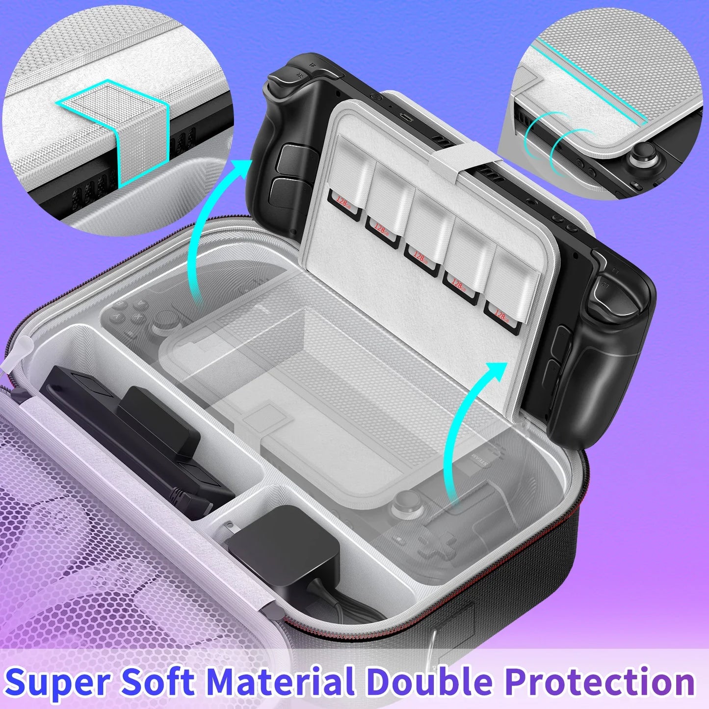 Steam Deck Carrying Case – Large Capacity Storage for Console & Accessories, Portable Case with Built-in Protection