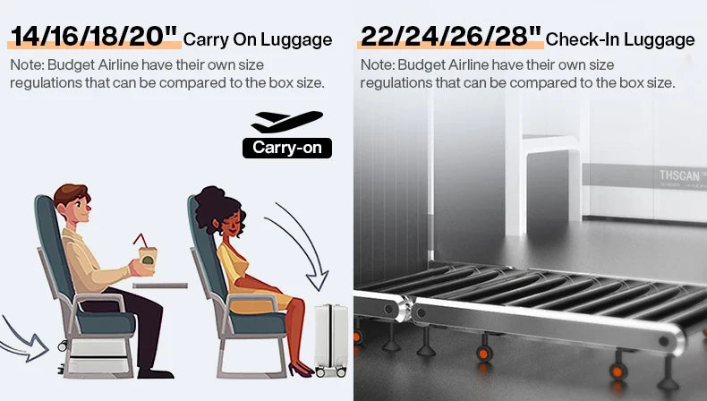 Mixi 20" Wide Handle Carry-On Suitcase — New Design Travel Trolley with Aluminum Frame, Unisex PC Luggage M9275
