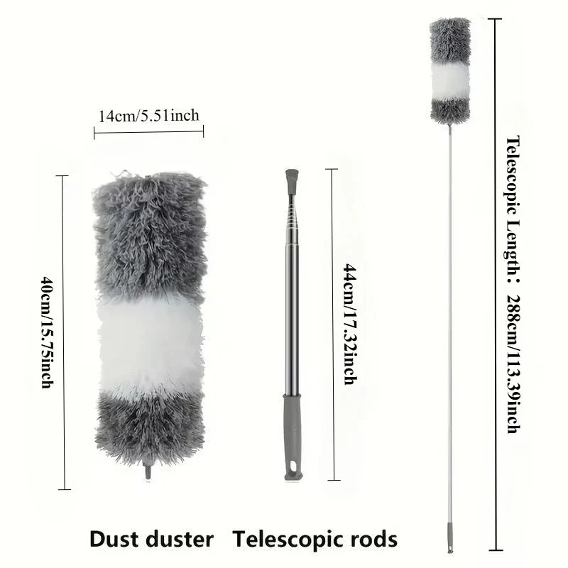 Extendable Microfiber Duster - Retractable Washable Dust Brush for Ceiling & Home Cleaning
