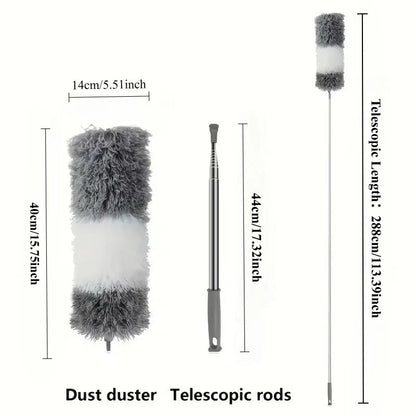 Extendable Microfiber Duster - Retractable Washable Dust Brush for Ceiling & Home Cleaning