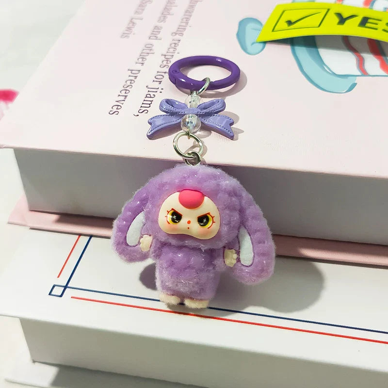 Plush Baby Keychain Bowknot Bag Pendant Hanging Charm for Phone Car Backpack Labobu Gift