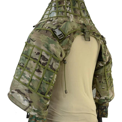 Ghillie Suit Set | Camouflage Hunting Poncho, Base, Cape & Sniper Viper Hood for Airsoft & Paintball