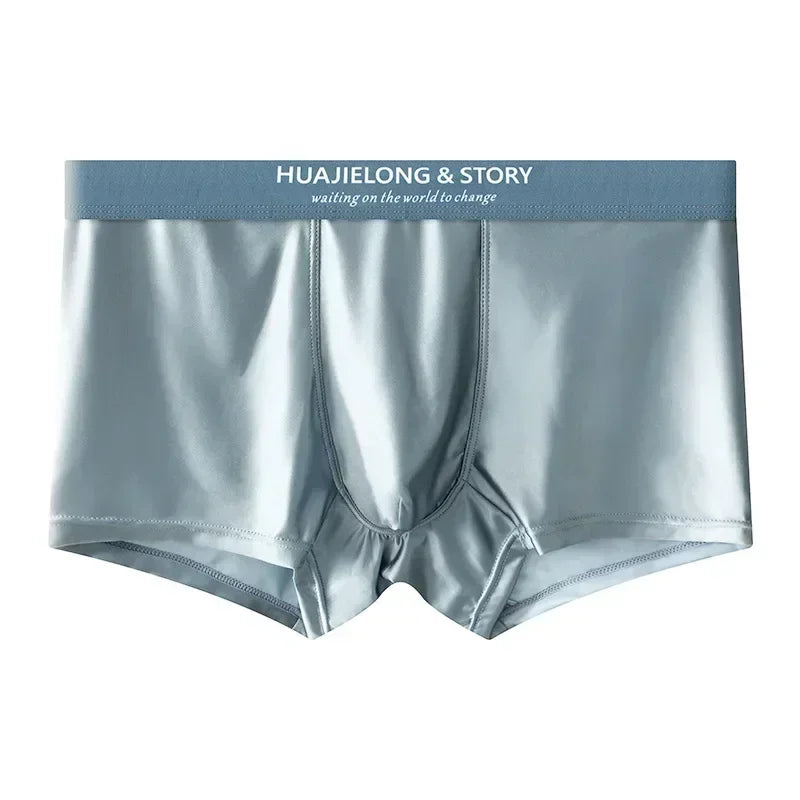 Men’s Ice Silk Boxer Shorts – Breathable Satin-Like Mesh Summer Underwear, Skin-Friendly Comfort Fit (1–3 Pack)
