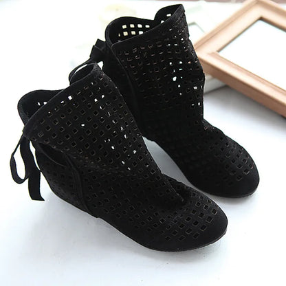 NASBAVI Women’s Hollow Summer Boots - Openwork Crochet Lace Ankle Booties, Fashionable Plus Size 43