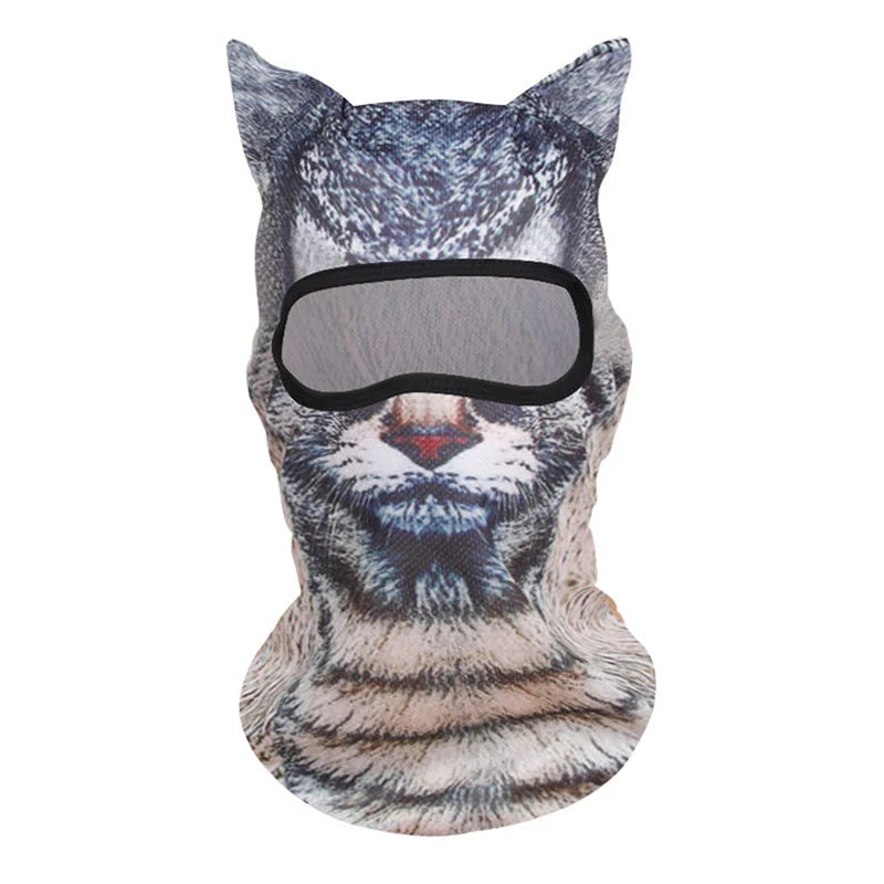 3D Cat Ski Balaclava - Cute Animal Face Covering Full Face Hood Mask for Motorcycle, Skiing & Snowboarding