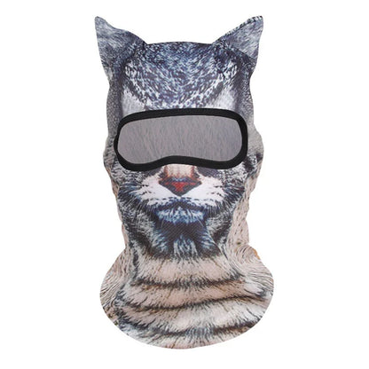 3D Cat Ski Balaclava - Cute Animal Face Covering Full Face Hood Mask for Motorcycle, Skiing & Snowboarding