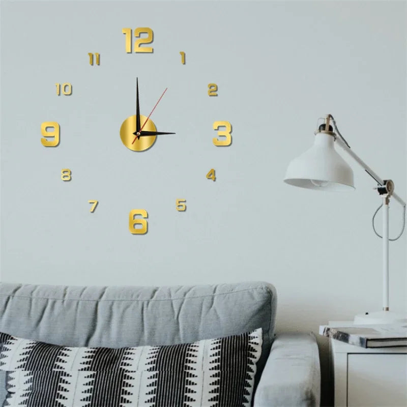 3D Luminous Wall Clock - Frameless Acrylic DIY Digital Clock Wall Stickers - Mute Clock for Living Room, Bedroom, Office Wall Decor
