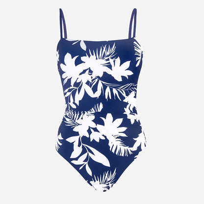 CUPSHE Leaf Print Square Neck One-Piece Swimsuit for Women – Sexy Backless Shirred Monokini Swimwear 2023 Beach Bathing Suit