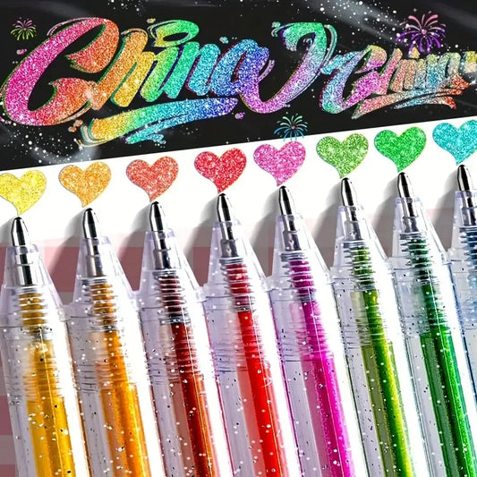 12 Color-Changing Glitter Gel Pens Set - Shimmer Liquid Sand Pens for Journaling, Drawing & Creative Art