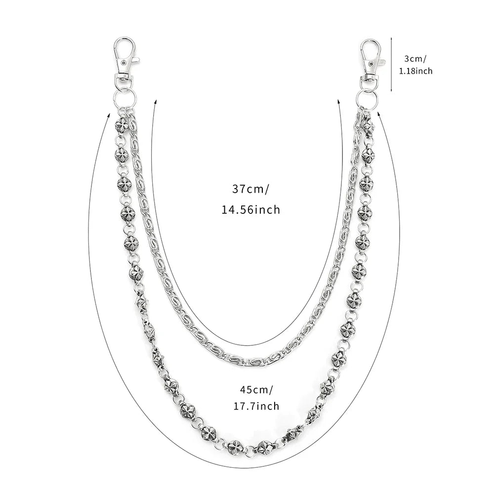 Harajuku Denim Hip Hop Chain - Personalized Punk Double-Layer Waist Chain for Unisex Streetwear