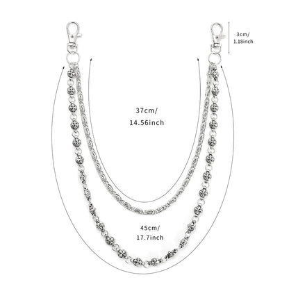 Harajuku Denim Hip Hop Chain - Personalized Punk Double-Layer Waist Chain for Unisex Streetwear
