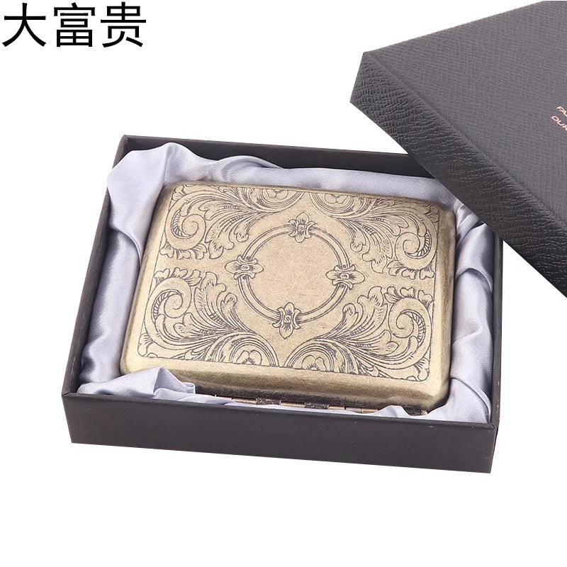 Retro Cigarette Case - Portable 20-Capacity Metal Cigarette Storage Box & Smoking Accessory