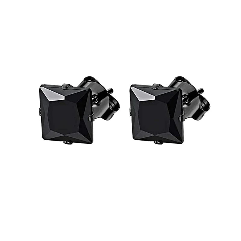 Unisex Stainless Steel Cubic Zirconia Stud Earrings Set (1–8 Pairs) – 6mm Minimalist Ear Piercing Jewelry for Men & Women