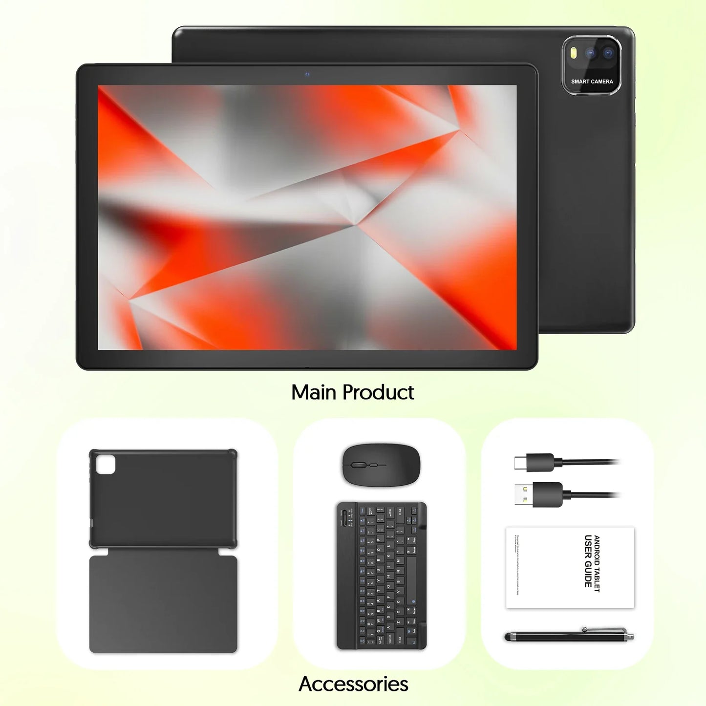 BAKEN 10″ Android 15 Tablet — Quad-Core, 12GB RAM + 64GB Storage, 5G WiFi, 1280×800 Display, Dual Cameras