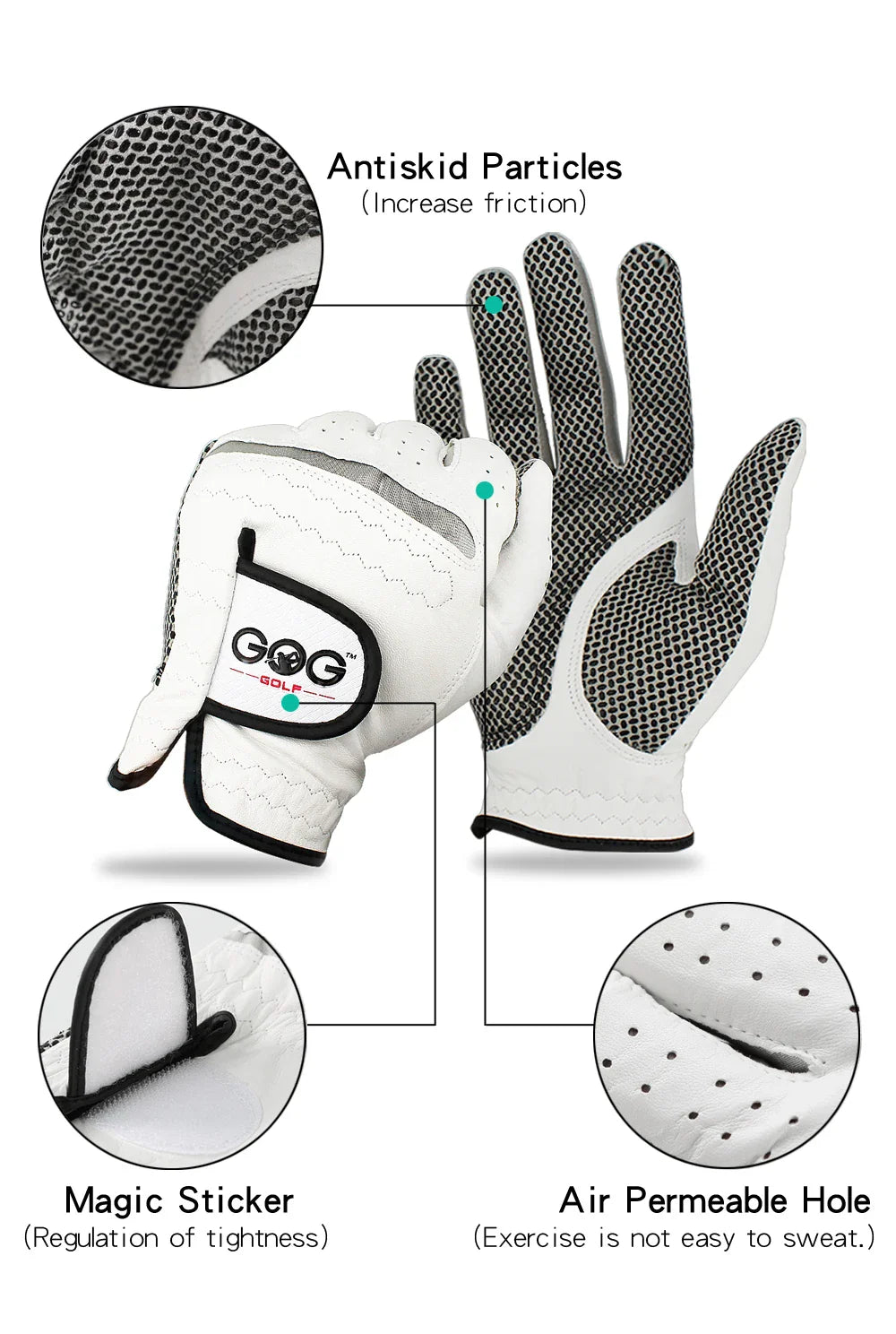 Men’s Golf Gloves – Left/Right Hand, Soft Breathable Sheepskin with Anti-Slip Granules (1 Pc Pack)