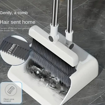 3-in-1 Folding Broom & Dustpan Set - Multi-Surface Floor Cleaning Brush with Strong Bristles