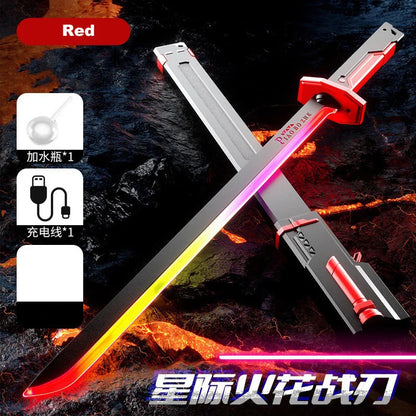 Colorful Glowing Sword Toy - LED Streamer Light Sword with Spark & Smoke Effects for Kids Christmas & Birthday Gifts