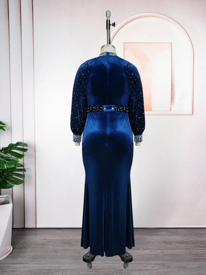 Plus Size African Party Dresses - 2026 Dashiki Ankara Velvet Wedding Gown Elegant Muslim Maxi Dress