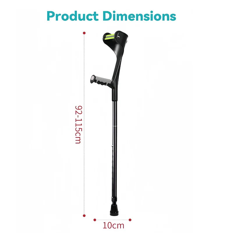 Lightweight Adjustable Aluminum Forearm Crutches for Adults — Foldable Elbow Crutch with Cuff for Walking