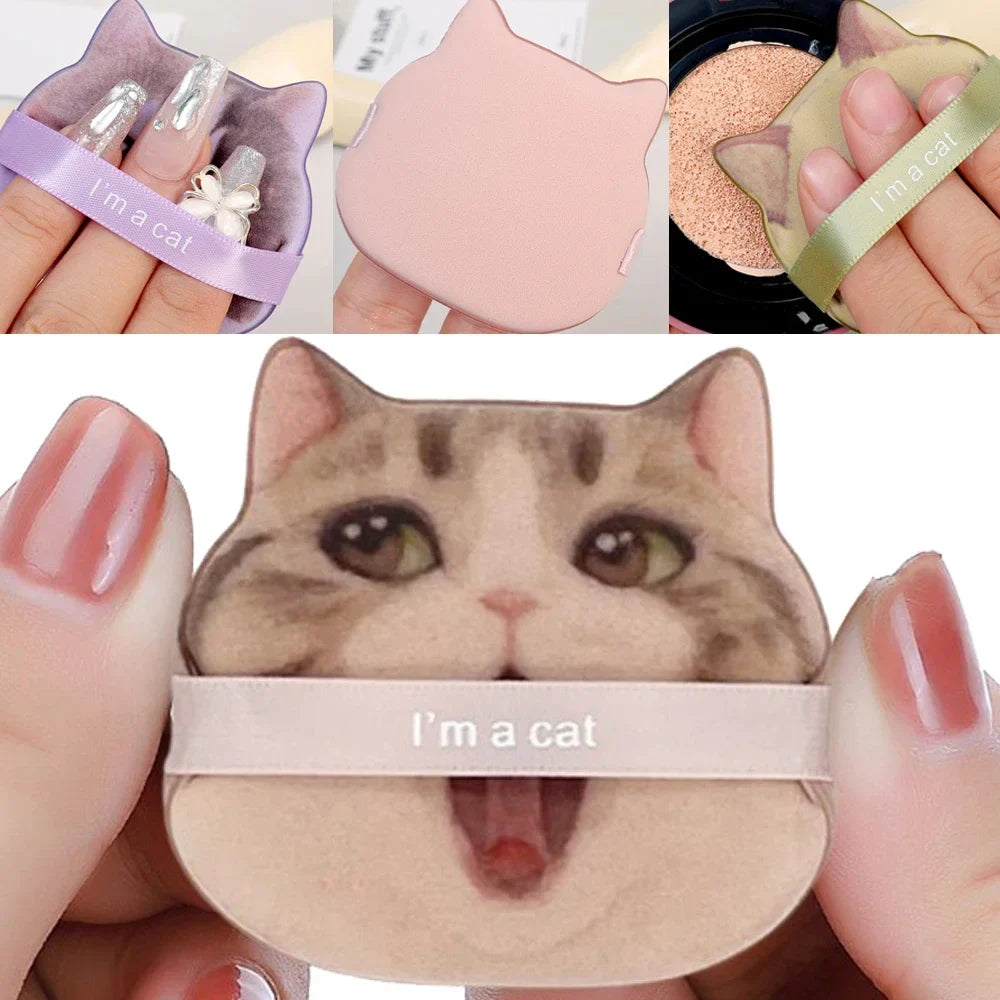 1-4PCS Cat Air Cushion Powder Puffs – Double-Sided Wet & Dry Foundation and Concealer Makeup Sponges