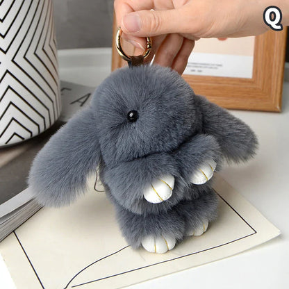 15cm Rabbit Fur Keychain – Fluffy Bunny Pendant for Women’s Bags, Car Keys & Decorative Accessories Gift
