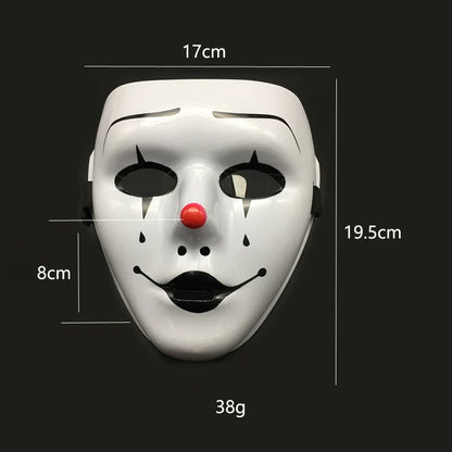 Halloween Masquerade Full Face Mask – Hand-Painted White & Black Gold Death Clown for Adults