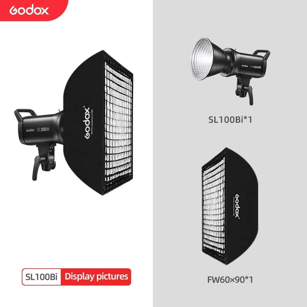 Godox SL100Bi LED Video Light - 100W Bi-Color 2800-6500K Studio Light with Bowens Mount & LCD Display