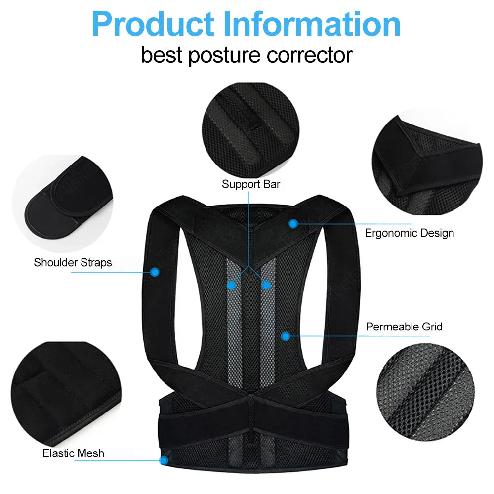 Back Posture Corrector Brace — Shoulder Support Belt for Upper & Lower Back Pain Relief | Spine & Clavicle Posture Vest