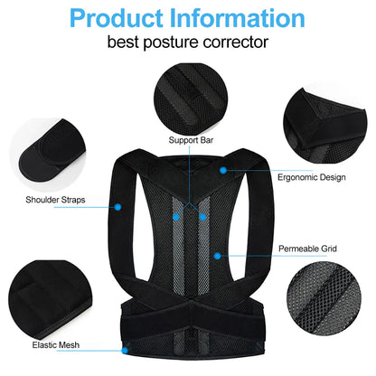 Back Posture Corrector Brace — Shoulder Support Belt for Upper & Lower Back Pain Relief | Spine & Clavicle Posture Vest