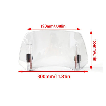 Universal Motorcycle Windshield Extension - Adjustable Clamp-On Windscreen Spoiler Deflector for All Bikes