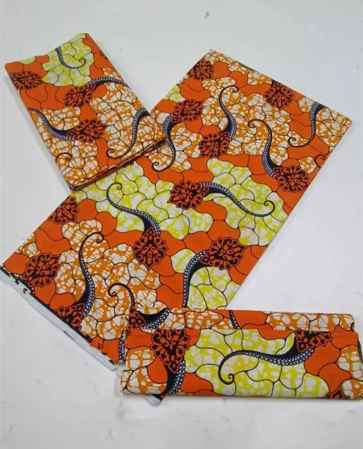 100% Cotton Ankara Fabric - High Quality African Print Batik Real Wax Pagne 6 Yards for Stylish Sewing