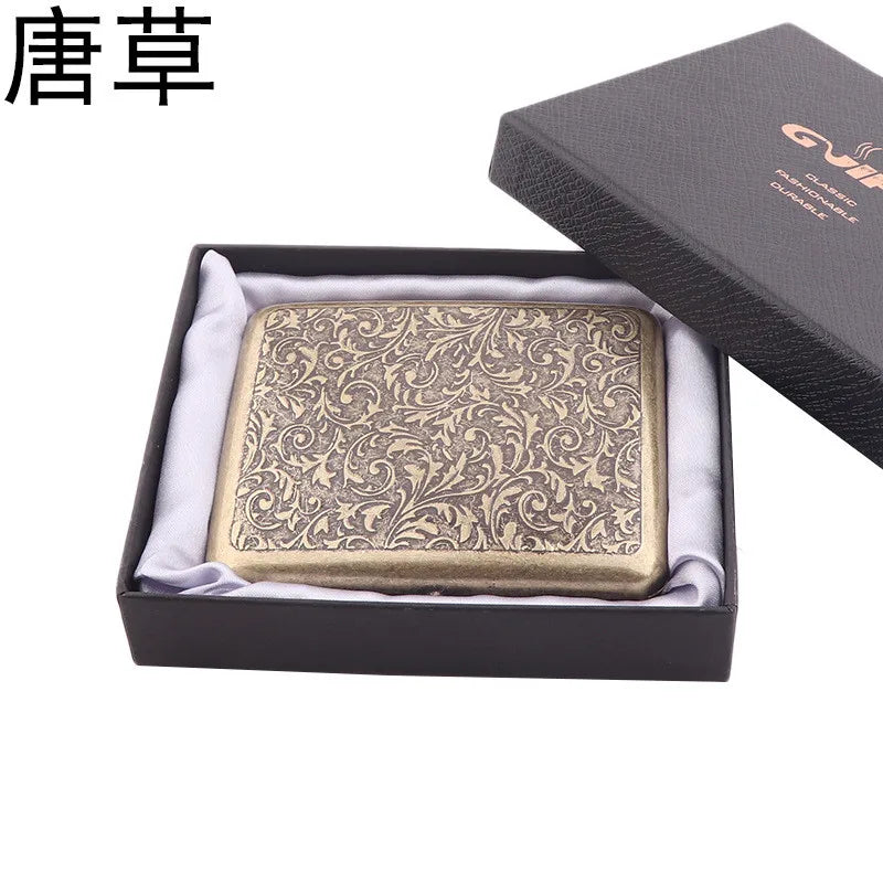Retro Cigarette Case - Portable 20-Capacity Metal Cigarette Storage Box & Smoking Accessory