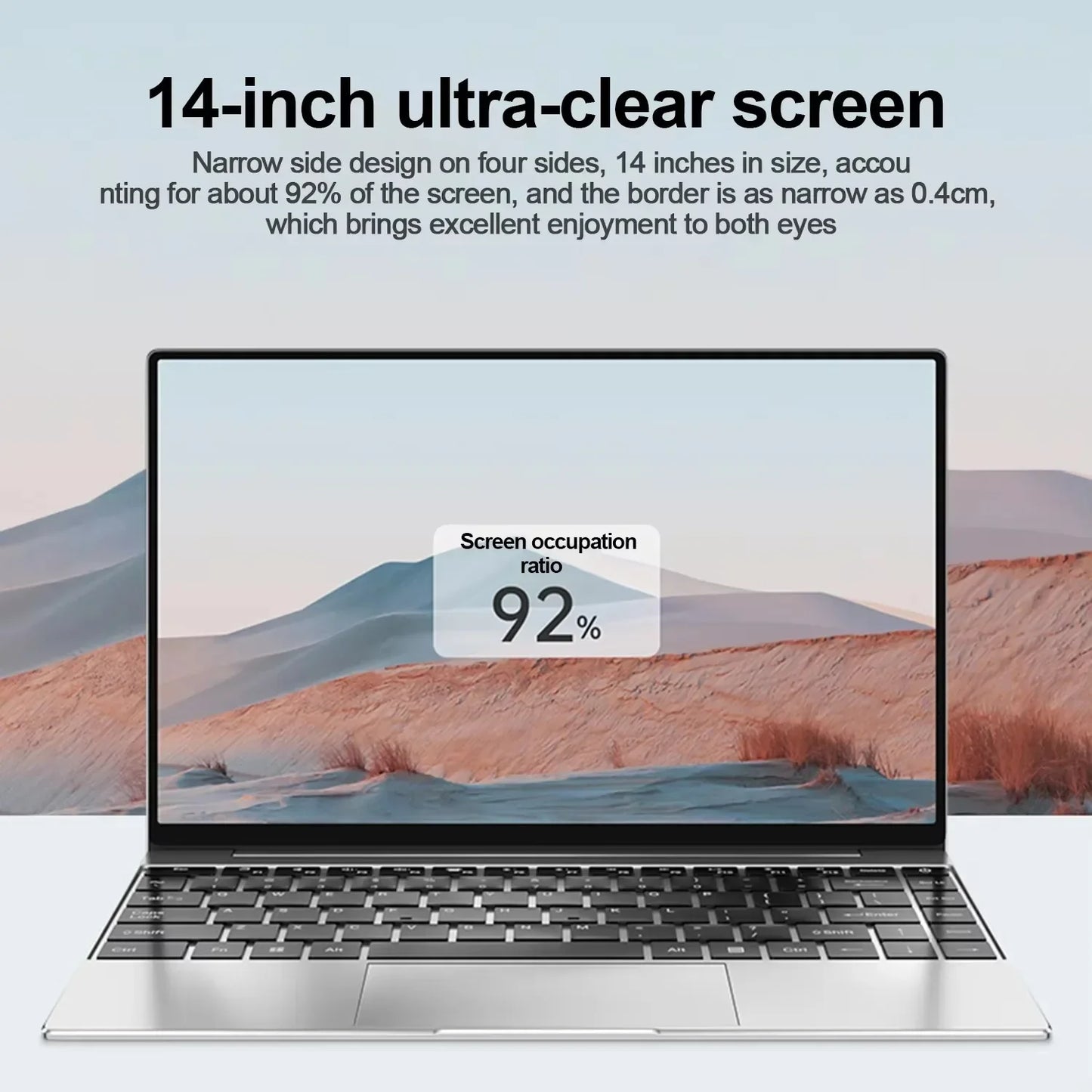 Ultra Slim 14.1" Laptop – Intel N3700, 16GB RAM, 2TB SSD, Windows 11 Pro, Full HD Notebook for Office & Study
