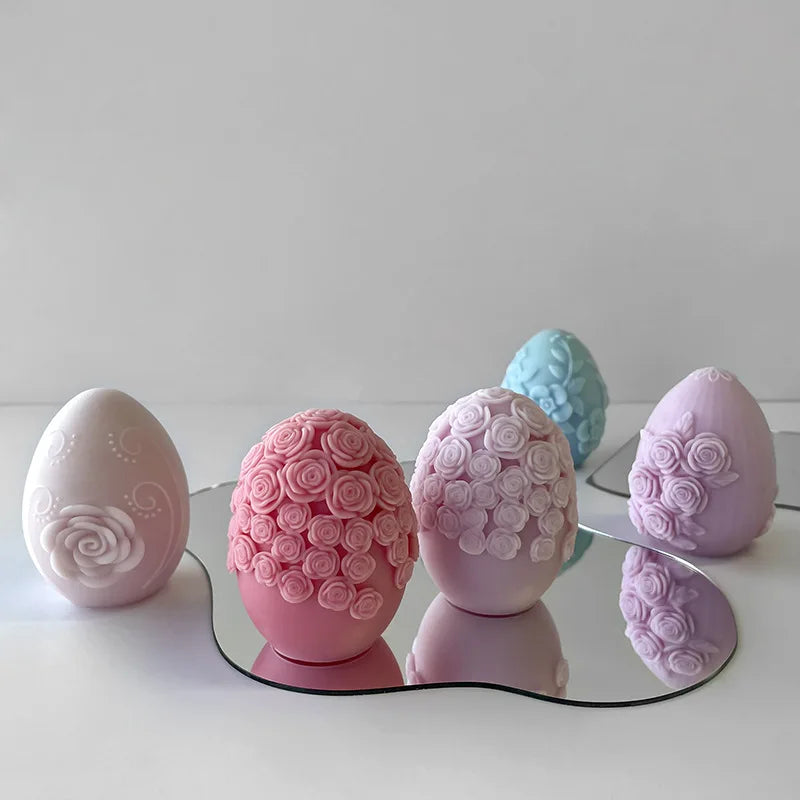 3D Creative Easter Egg Silicone Mold – DIY Flower & Butterfly Egg for Aroma Candles, Plaster Ornaments, and Easter Decor Crafts
