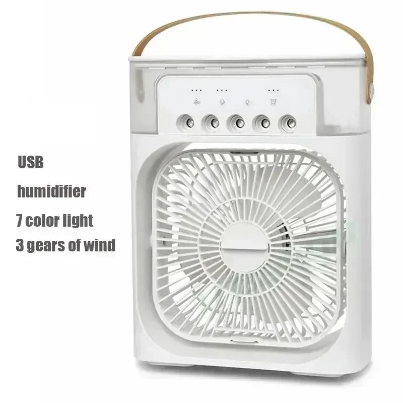 3-in-1 Mini Air Cooler Fan - Portable Humidifier with LED Night Light for Home, Office & Bedroom Cooling