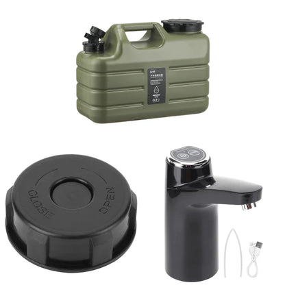 11L Camping Water Container - Portable Water Tank with Faucet & USB Rechargeable Electric Pump